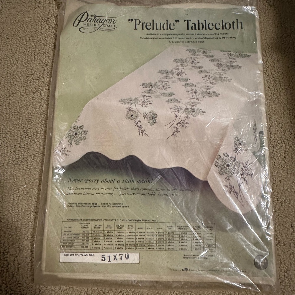 PARAGON NEEDLE CRAFT- VINTAGE Prelude Tablecloth - Cream 51”x70” NEW